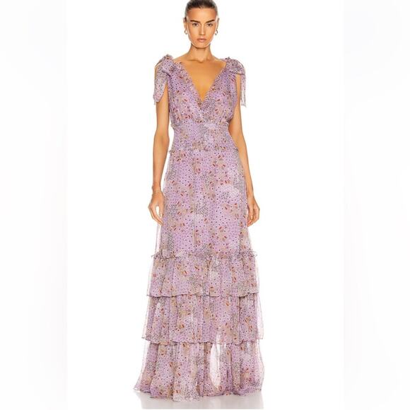 Alexis Dresses & Skirts - Alexis Clemence Tiered Ruffle Maxi Dress Purple Bouquet sz Xs